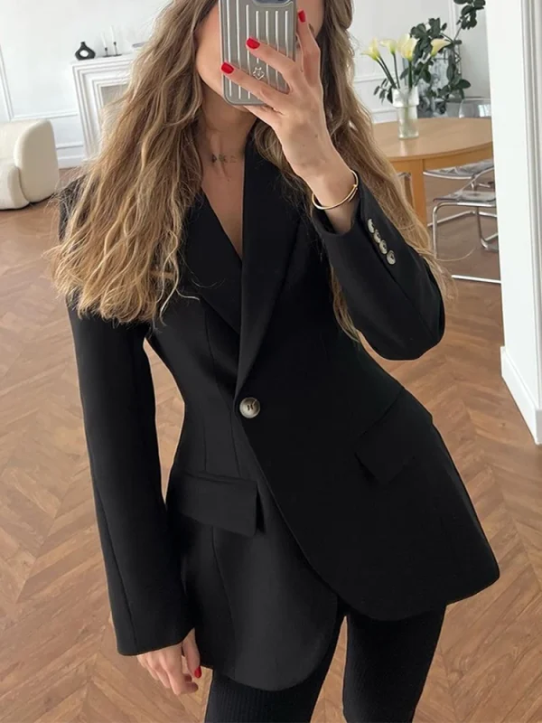 Slanted Single Button Suit Jacket Coat