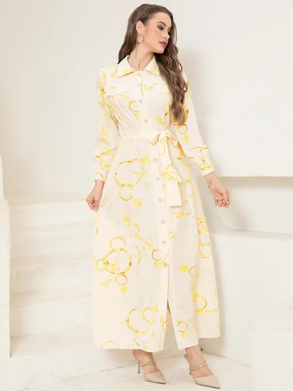 Elegant Long Shirt-Sleeve Dress